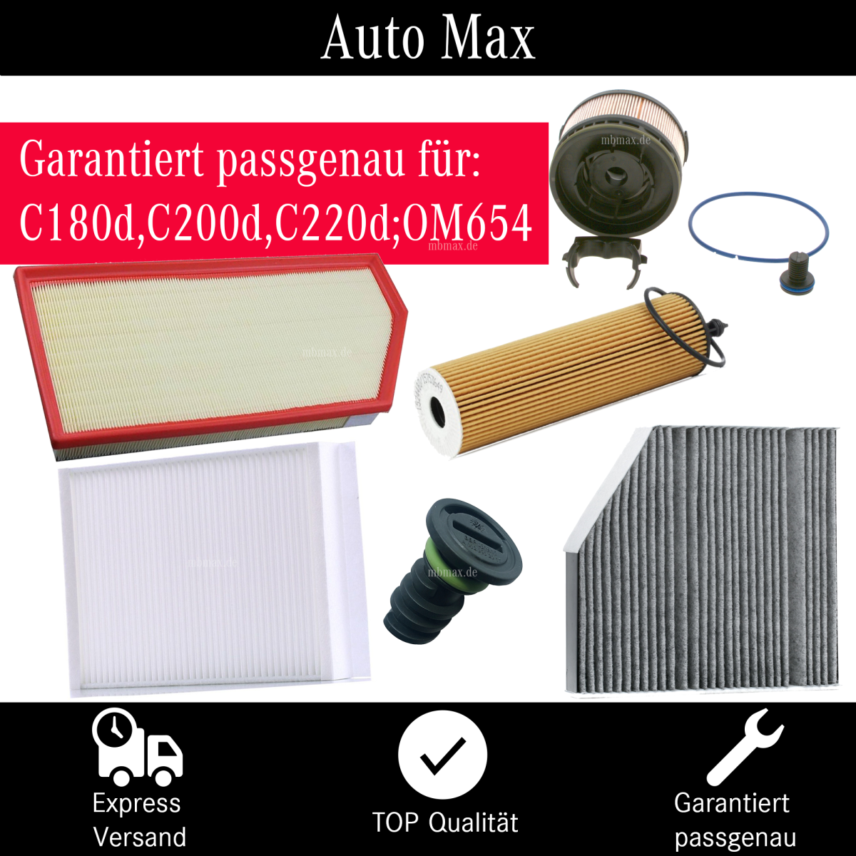 Filterset Inspektionspaket MERCEDES W205 S205 C-KLASSE | OM654 C180d C200d C220d