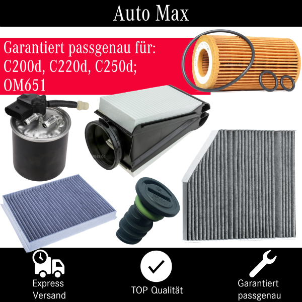Filterset Inspektionspaket MERCEDES C-KLASSE W205 S205 | OM651 C200d C220d C250d