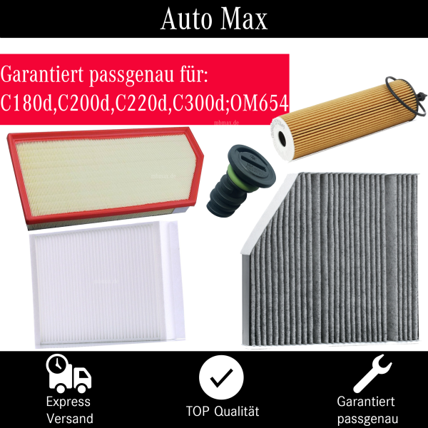 Filterset Inspektionspaket MERCEDES W205 S205 180d 200d 220d 300d OM654 C-KLASSE