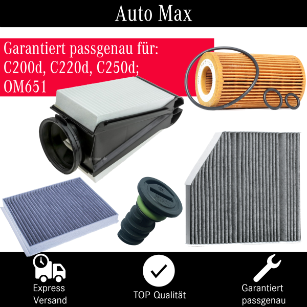 Filterset Inspektionspaket MERCEDES C-KLASSE W205 S205 | OM651 C200d C220d C250d