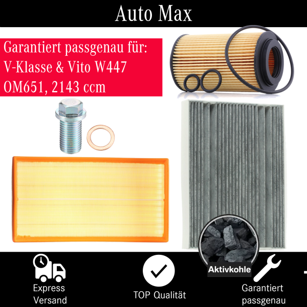 Filterset Inspektionspaket MERCEDES V-KLASSE VITO W447 | 136 PS 163 PS 190 PS