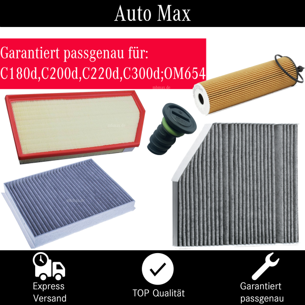 Filterset Inspektionspaket MERCEDES W205 S205 180d 200d 220d 300d OM654 C-KLASSE