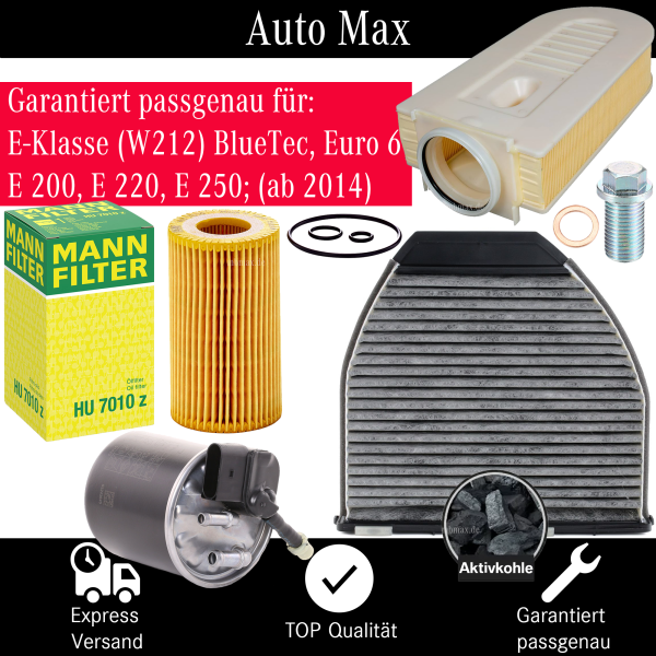 Filterset Inspektionspaket MERCEDES E-KLASSE W212 E200 E220 E250 BlueTec Euro 6