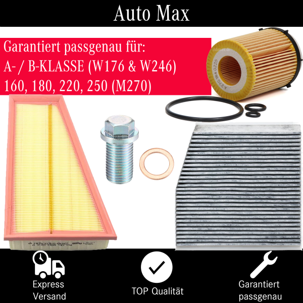 Filterset Inspektionspaket MERCEDES A-Klasse B-Klasse W176 W246 160 180 200 220