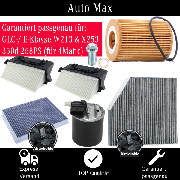Filterset Inspektionspaket MERCEDES E-Klasse GLC 350d OM642 W213 X253 258PS
