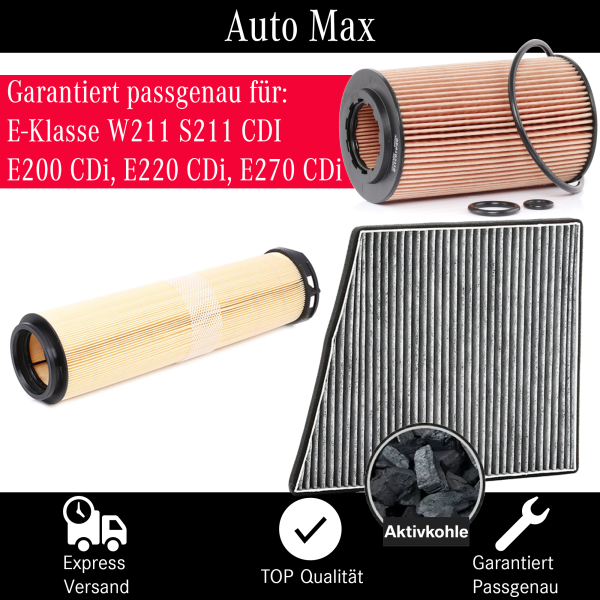 Filterset Inspektionspaket MERCEDES E-KLASSE W211 S211 | 200 220 270 CDI