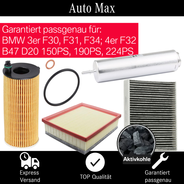 Filterset Inspektionspaket BMW 3er F30 F31 4er F32 F36 | 318d 320d 418d 420d B47