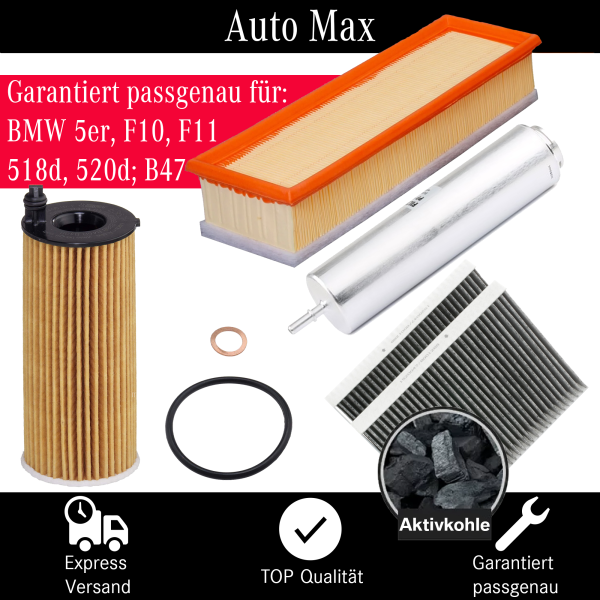 Filterset Inspektionspaket BMW 5er F10 | Touring F11 | 518d 520d | 150 190PS B47