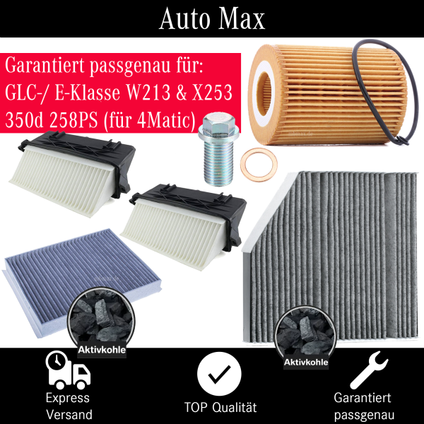 Filterset Inspektionspaket MERCEDES E-Klasse GLC 350d OM642 W213 X253 258PS
