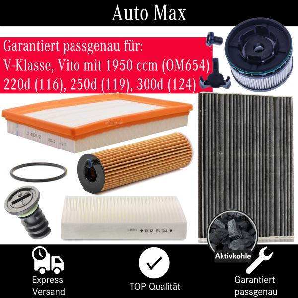 Filterset Inspektionspaket MERCEDES V-KLASSE VITO | 220d 250d 300d | 2x Klima