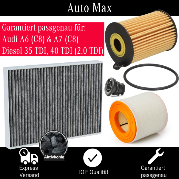 Filterset Inspektionspaket AUDI A6 C8 | A7 C8 | 2.0 TDI 35 TDI 40 TDI | Filter