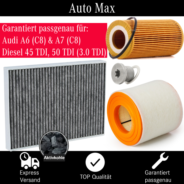 Filterset Inspektionspaket AUDI A6 C8 | A7 C8 | 3.0 TDI 45 TDI 50 TDI | Filter