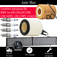 Filterset Inspektionspaket BMW 1er E81 E87 | 118i 143PS |...