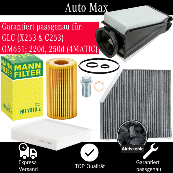 Filterset Inspektionspaket MERCEDES GLC X253 C253 | OM651 | GLC220d GLC250d