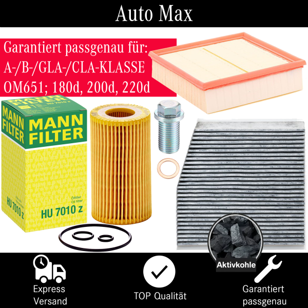 Filterset Inspektionspaket MERCEDES A-Klasse B-Klasse W176 W246 180 200 220 cdi