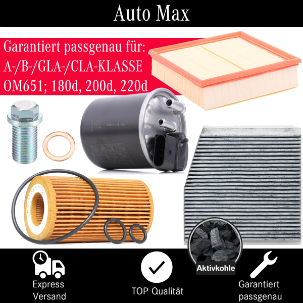 Filterset Inspektionspaket MERCEDES A- B-KLASSE CLA W176 W246 180 200 220 DIESEL