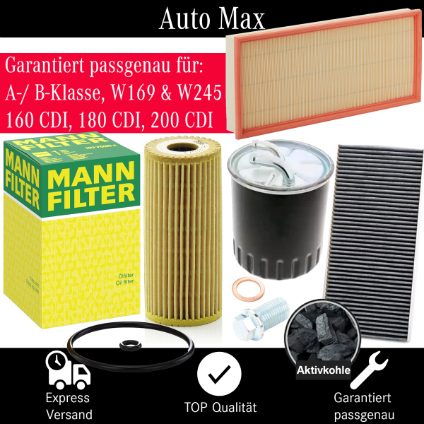 Filterset Inspektionspaket MERCEDES A-Klasse B-Klasse W169 W245 160 180 200 CDI