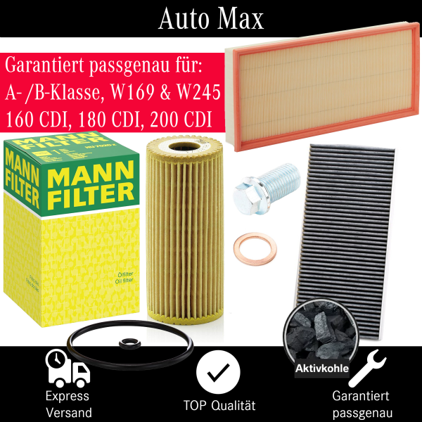 Filterset Inspektionspaket MERCEDES A-Klasse B-Klasse W169 W245 160 180 200 CDI