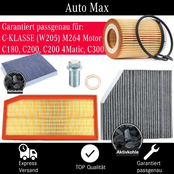 Filterset Inspektionspaket MERCEDES C-KLASSE W205 S205 | C180 C200 C300 | M264