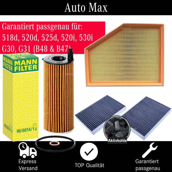 Filterset Inspektionspaket | BMW 5er G30 G31 | 518d 520d 525d 520i 530i B47 B48