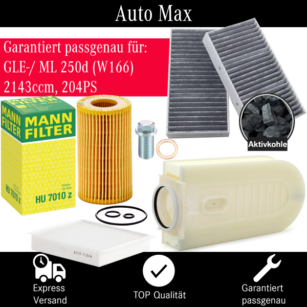 Filterset Inspektionspaket MERCEDES GLE ML 250 | 250d BlueTec | OM651 W166 204PS