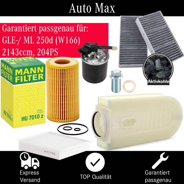 Filterset Inspektionspaket MERCEDES GLE ML 250 | 250d BlueTec | OM651 W166 204PS