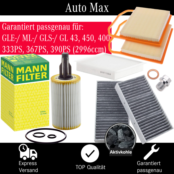 Filterset Inspektionspaket MERCEDES GLE GLS ML GL 43 450 400 W166 X166 C292 V6