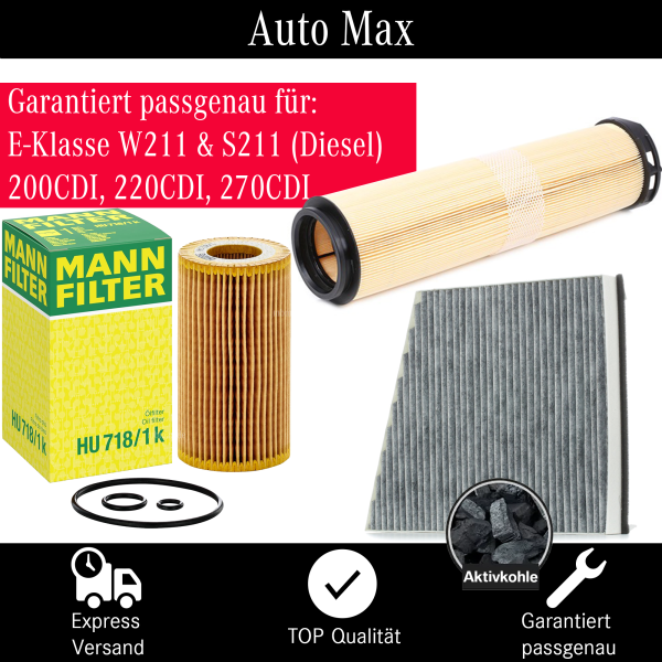 Filterset Inspektionspaket MERCEDES E-KLASSE W211 S211 | 200 220 270 CDI