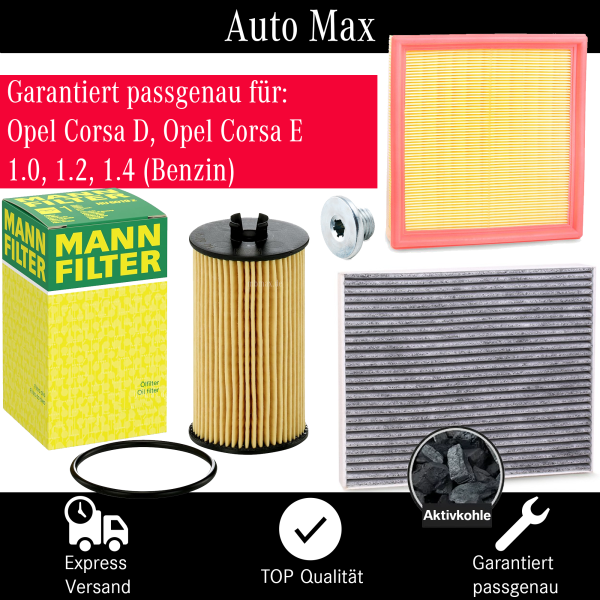 Filterset Inspektionspaket Opel Corsa D | Corsa E | 1.0 1.2 1.4 | 69 PS 87 PS 90