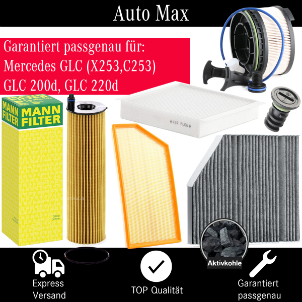 Filterset Inspektionspaket MERCEDES GLC X253 C253 | OM654 GLC200d GLC220d 300de