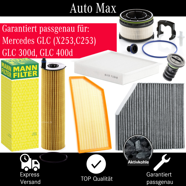 Filterset Inspektionspaket MERCEDES GLC X253 C253 | OM654 OM656 GLC300d GLC400d