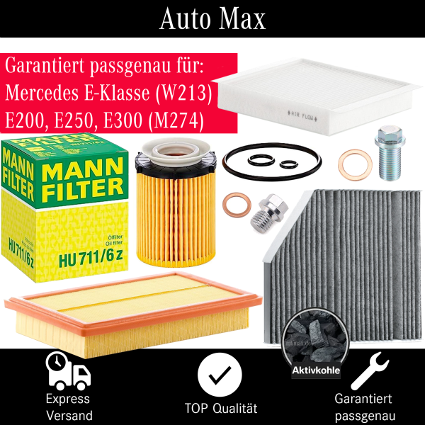 Filterset Inspektionspaket MERCEDES E-KLASSE W213 | M274 | E200 E250 E300 E350e