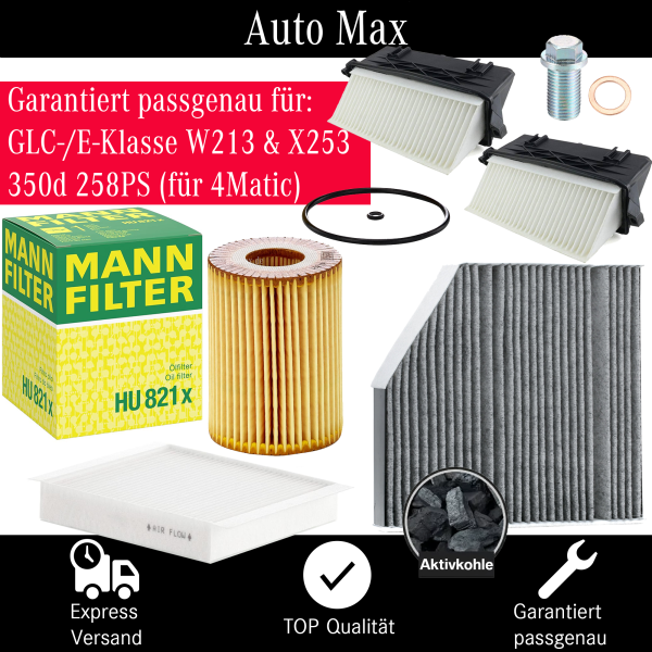 Filterset Inspektionspaket MERCEDES E-Klasse GLC 350d OM642 W213 X253 258PS
