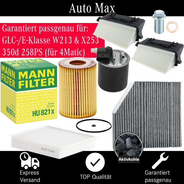 Filterset Inspektionspaket MERCEDES E-Klasse GLC 350d OM642 W213 X253 258PS