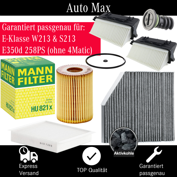 Filterset Inspektionspaket MERCEDES E-Klasse E350d OM642 W213 258PS OHNE ALLRAD