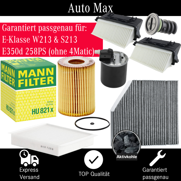 Filterset Inspektionspaket MERCEDES E-Klasse E350d OM642 W213 258PS OHNE ALLRAD