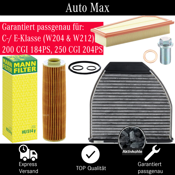 Filterset Inspektionspaket MERCEDES C-KLASSE W204 E-KLASSE W212 180 200 250 1796
