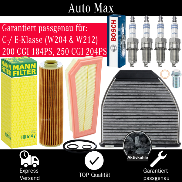 Filterset Inspektionspaket MERCEDES C-KLASSE W204 E-KLASSE W212 180 200 250 1796