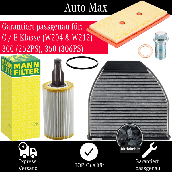 Filterset Inspektionspaket MERCEDES C E Klasse GLK W204 X204 W212 300 350 306PS