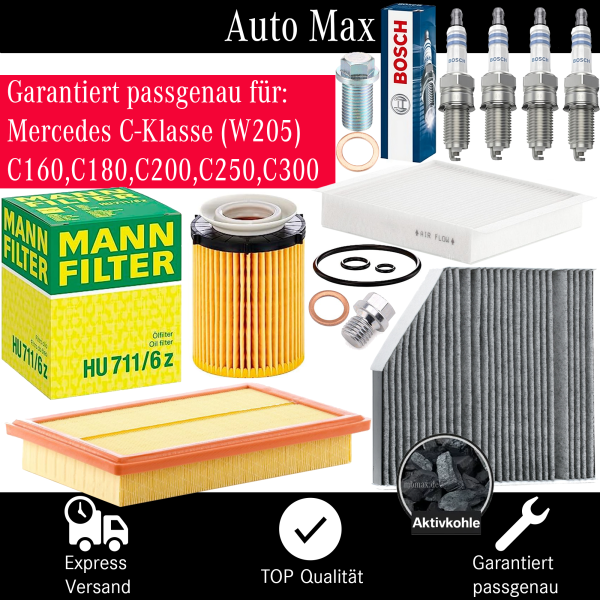 Filterset Inspektionspaket MERCEDES C-KLASSE W205 | M274 | C160 C180 C200 C250
