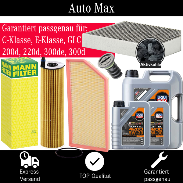 Filterset Inspektionspaket MERCEDES E-Klasse W213 C-Klasse W205 200d 220d | + Öl