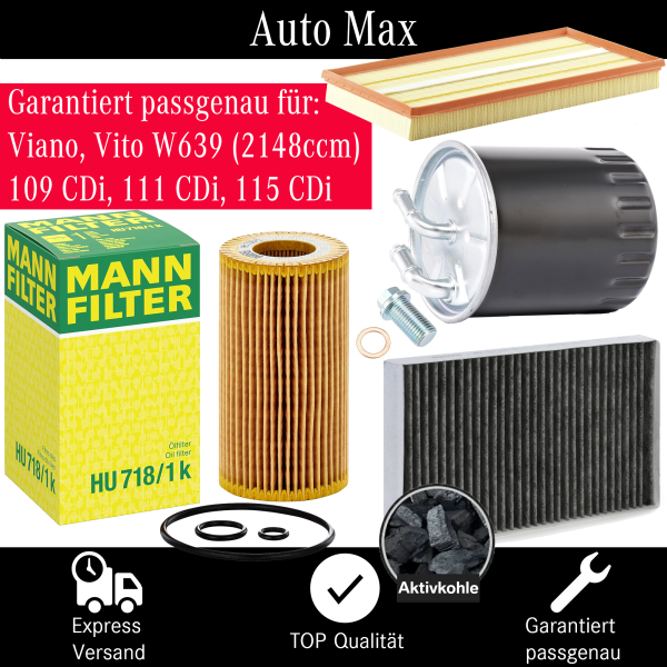 Filterset Inspektionspaket MERCEDES VIANO VITO W639 | 109 111 115 CDi | 2148 ccm