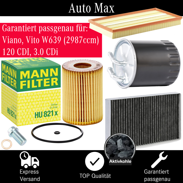 Filterset Inspektionspaket MERCEDES VIANO VITO W639 | 120 CDi 3.0 | 2987 ccm
