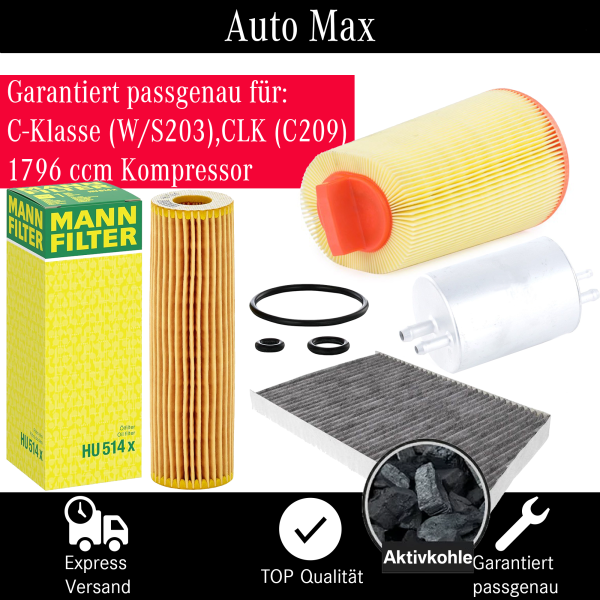 Filterset Inspektionspaket MERCEDES C-KLASSE W203 S203 | 180 200 230 Kompressor