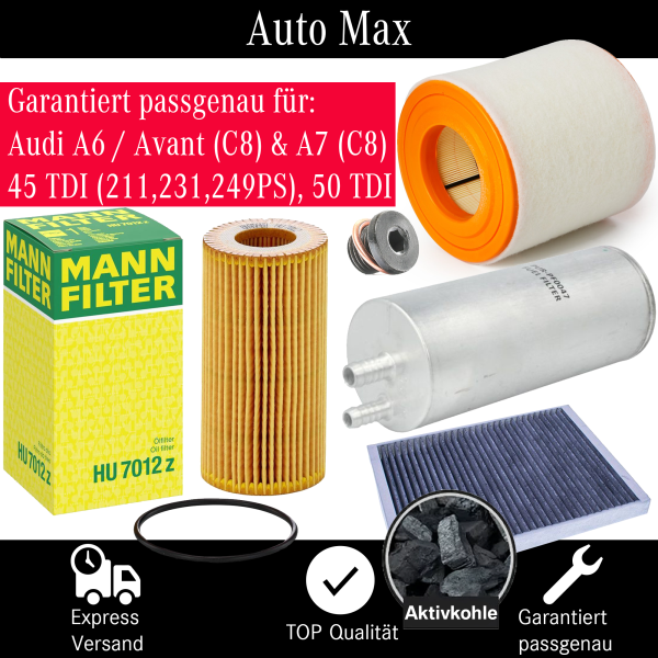 Filterset Inspektionspaket AUDI A6 C8 | A7 C8 | 3.0 TDI 45 TDI 50 TDI | Filter