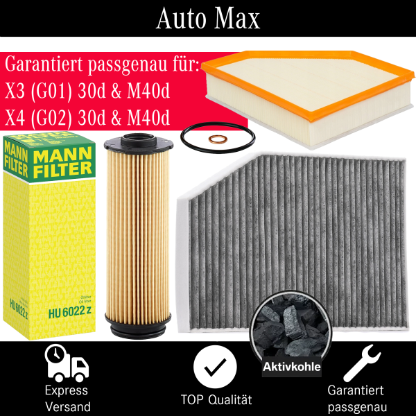 Filterset Inspektionspaket BMW X3 G01 | X4 G02 | 30d 40d | B57 | xDrive | Filter
