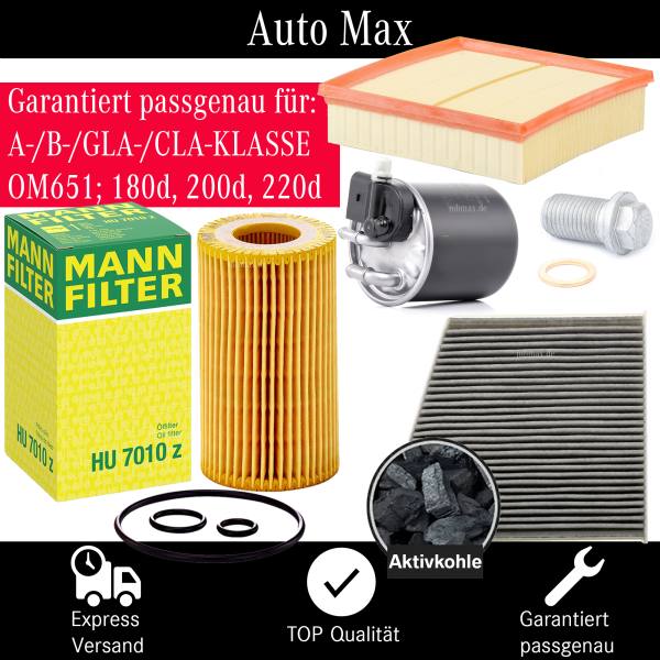 Filterset Inspektionspaket MERCEDES A-Klasse B-Klasse W176 W246 180 200 220 cdi