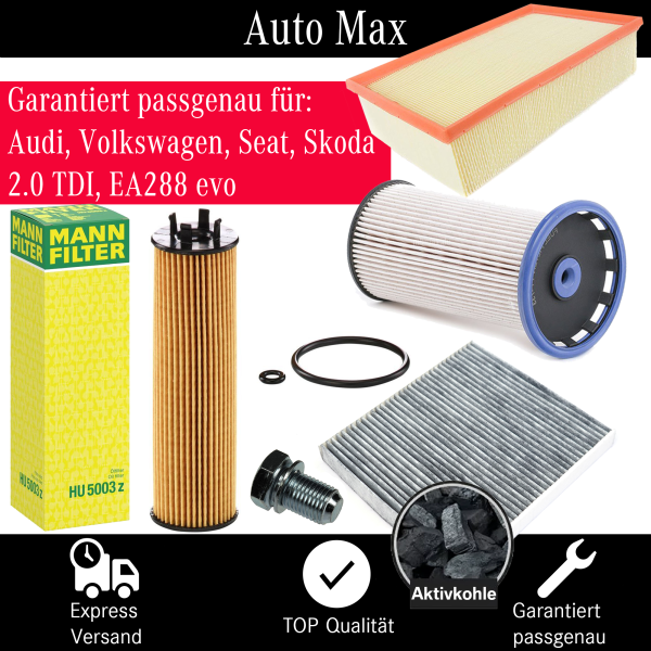 Filterset Inspektionspaket AUDI A3 | VW Golf 8 | SKODA SEAT | 2.0 TDI EA288 evo