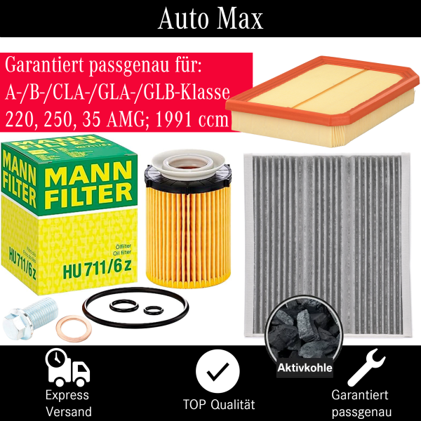 Filterset Inspektionspaket MERCEDES A B CLA GLB W177 W247 C118 | M260 | 220 250