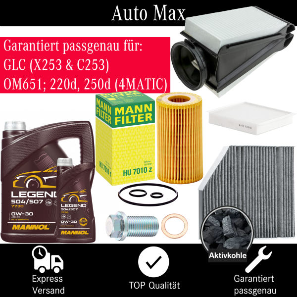Filterset Inspektionspaket MERCEDES GLC X253 OM651 GLC220d GLC250d 220d 250d ÖL